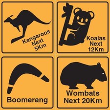 Outback Road Sign Decorations 30cm - Pack of 4