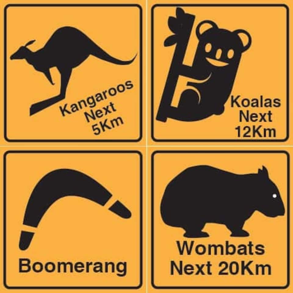 Outback Road Sign Decorations 30cm - Pack of 4
