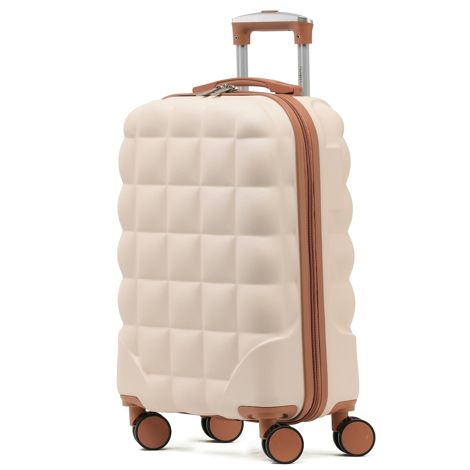 image 1 of Flight Knight Bubble Suitcase - Ryanair easyJet Jet2 Approved - 8 Wheel Carry Cabin Hardcase 55x35x20cm Cream | Cream | Cabin Bag
