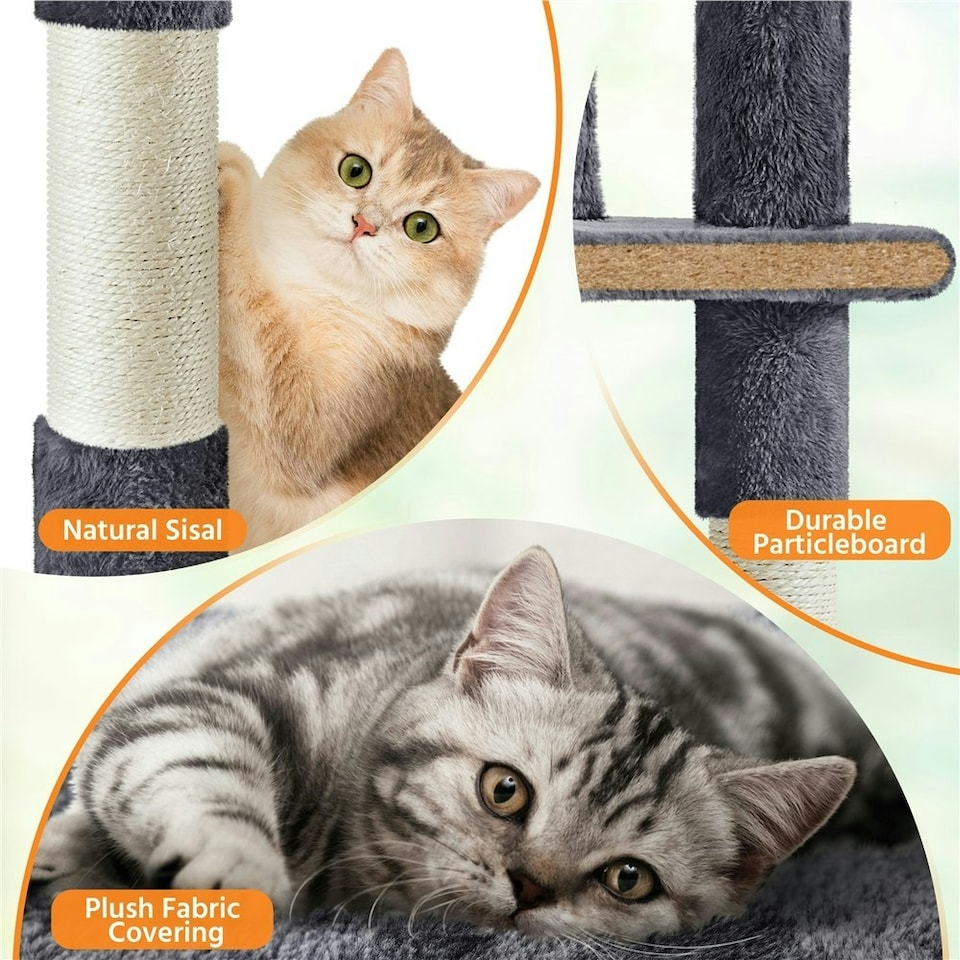 image 1 of Yaheetech 156 cm Multilevel Indoor Cat Climbing Frame Dark Grey