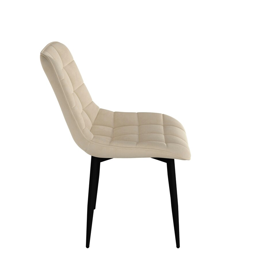 image 1 of Set of 4 Nova Modern Velvet Dining Chair Padded Seat Metal Legs (Beige)