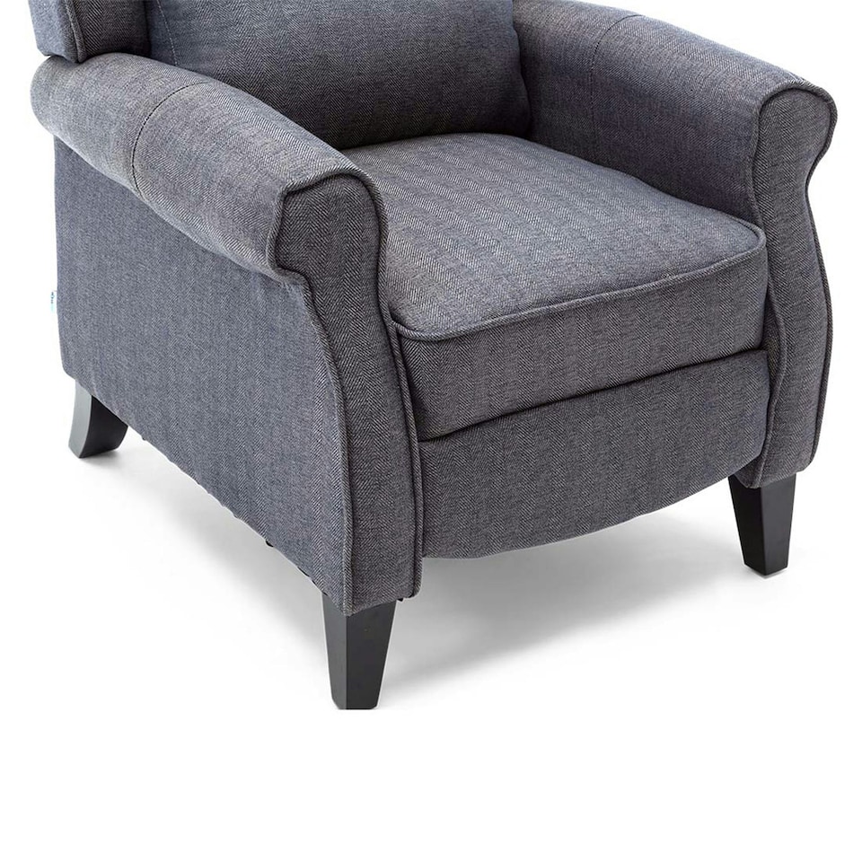 image 1 of Eaton Wing Back Fireside Herringbone Fabric Pushback Recliner Chair (Blue)