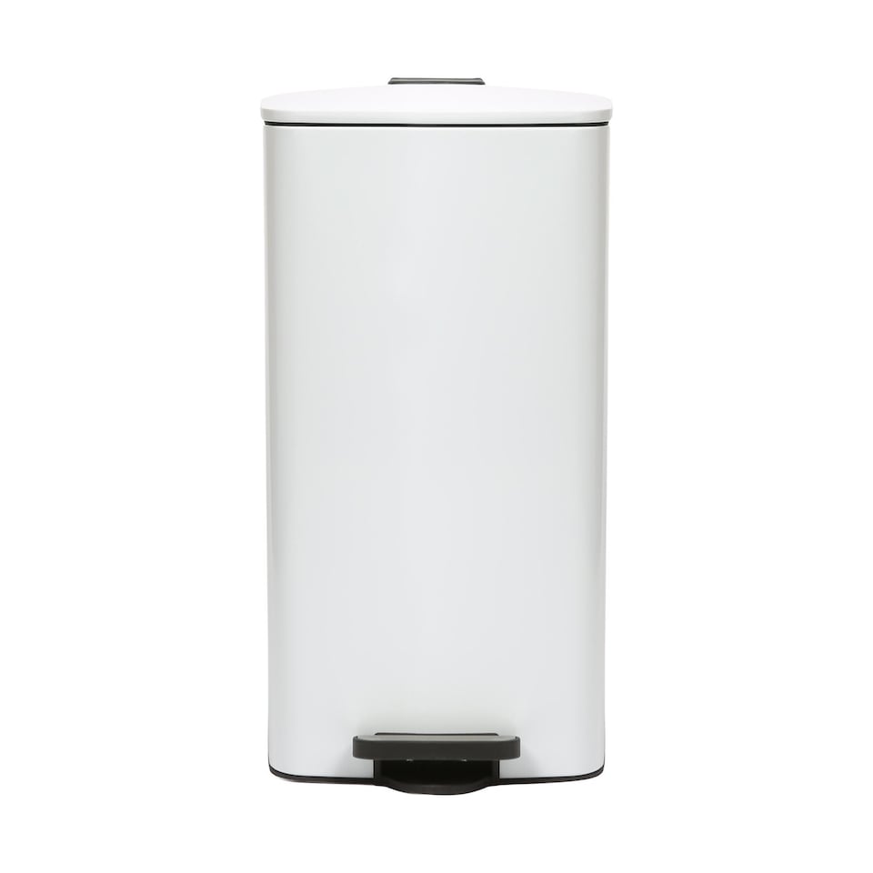 image 1 of Harbour Housewares Square Stainless Steel Kitchen Pedal Bin - 30L - White | White | White