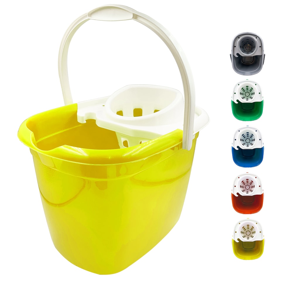 image 1 of Colour Coded Mop Bucket with Removable Wringer 12L Heavy Duty Plastic Cleaning Bucket for Home Kitchen and Catering