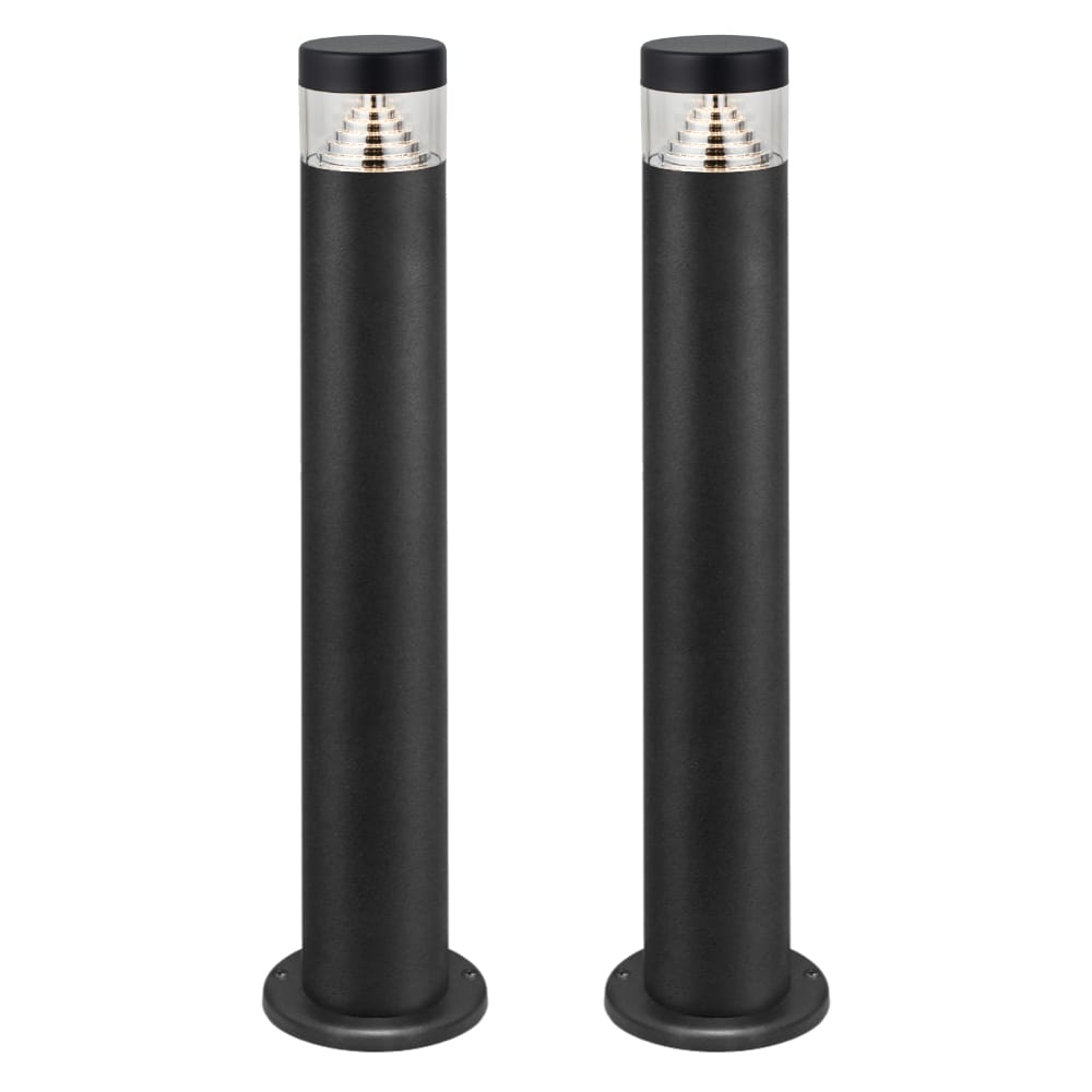 First Choice Lighting Set of 2 Pyramid - Black LED Outdoor 50cm Post Lights