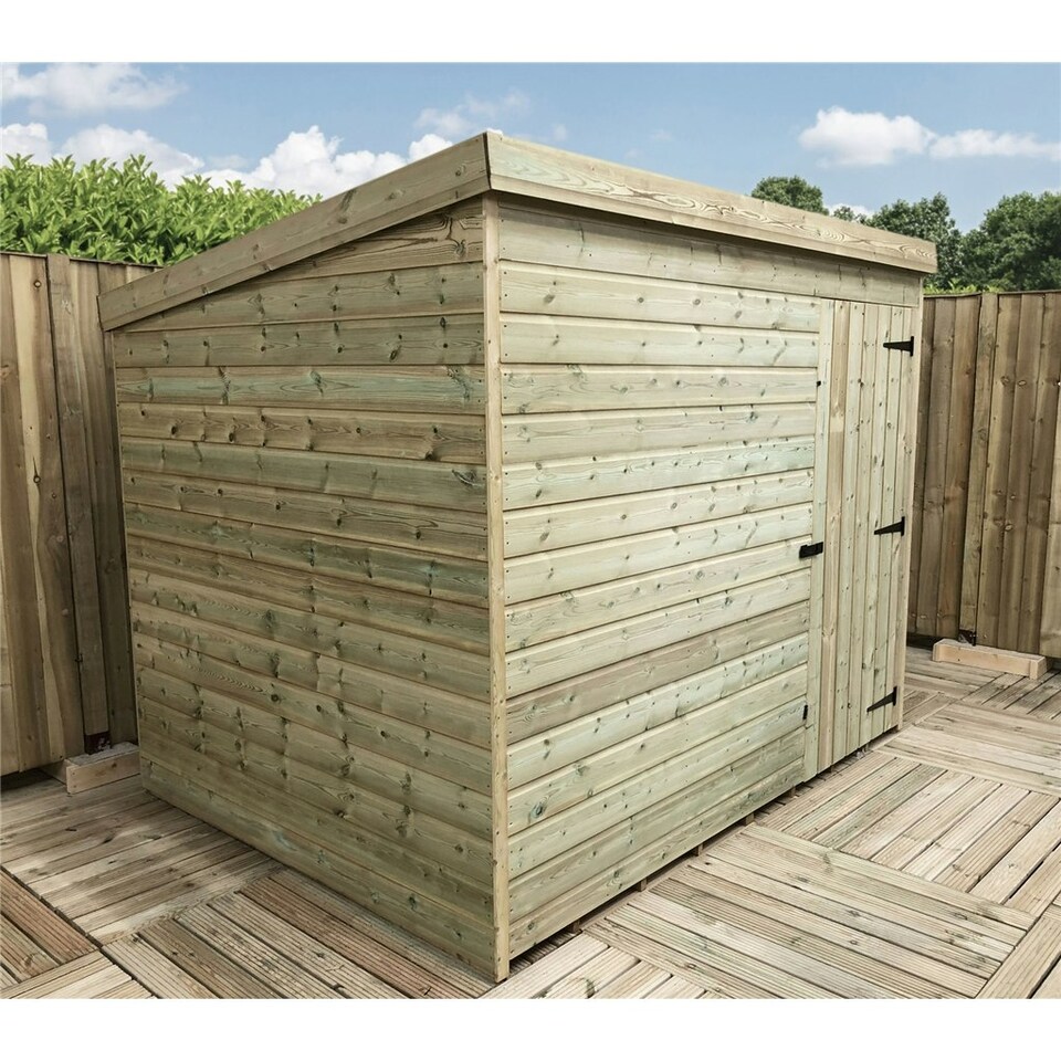 image 1 of 7 x 6 WINDOWLESS Garden Shed Pressure Treated T&G PENT Wooden Garden Shed + Single Door (7' x 6' / 7ft x 6ft) (7x6)