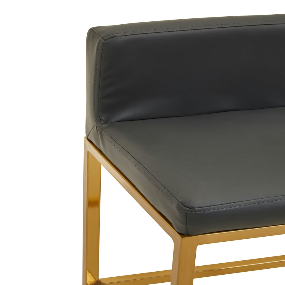 image 1 of Interiors by Premier Dark grey and Gold Finish Bar Chair, Glam Touch Indoor Metal Bar Stool, Footrest Bar Chair