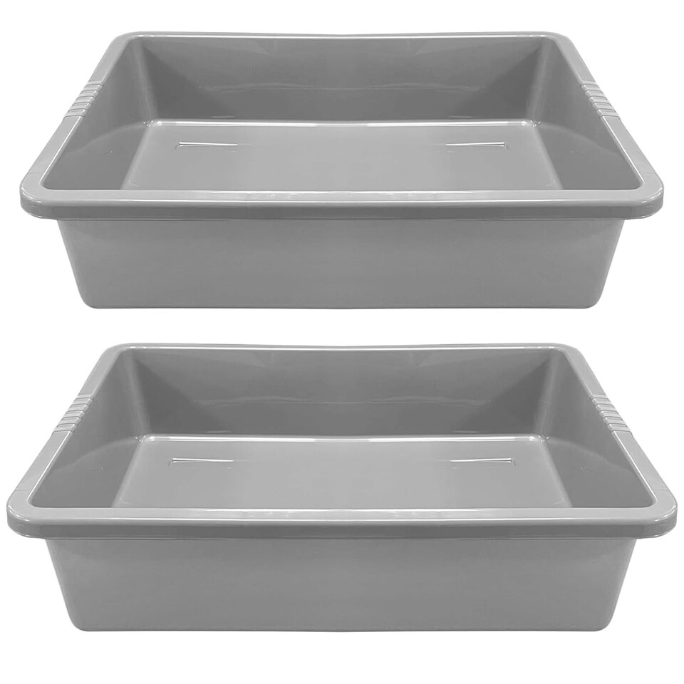 image 1 of 1 x Rectangular Indoor Outdoor Grey Deep Storage Multipurpose Household Tray Grey