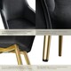 image 5 of Chair Marilyn - with armrests, padded, velvet look, golden steel legs - Set of 4 Black | Black/Gold