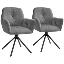 Swivel Chair Lenia - upholstered, padded, 56.5 x 54 x 86 cm | Grey | Velvet look anthracite/black | 2