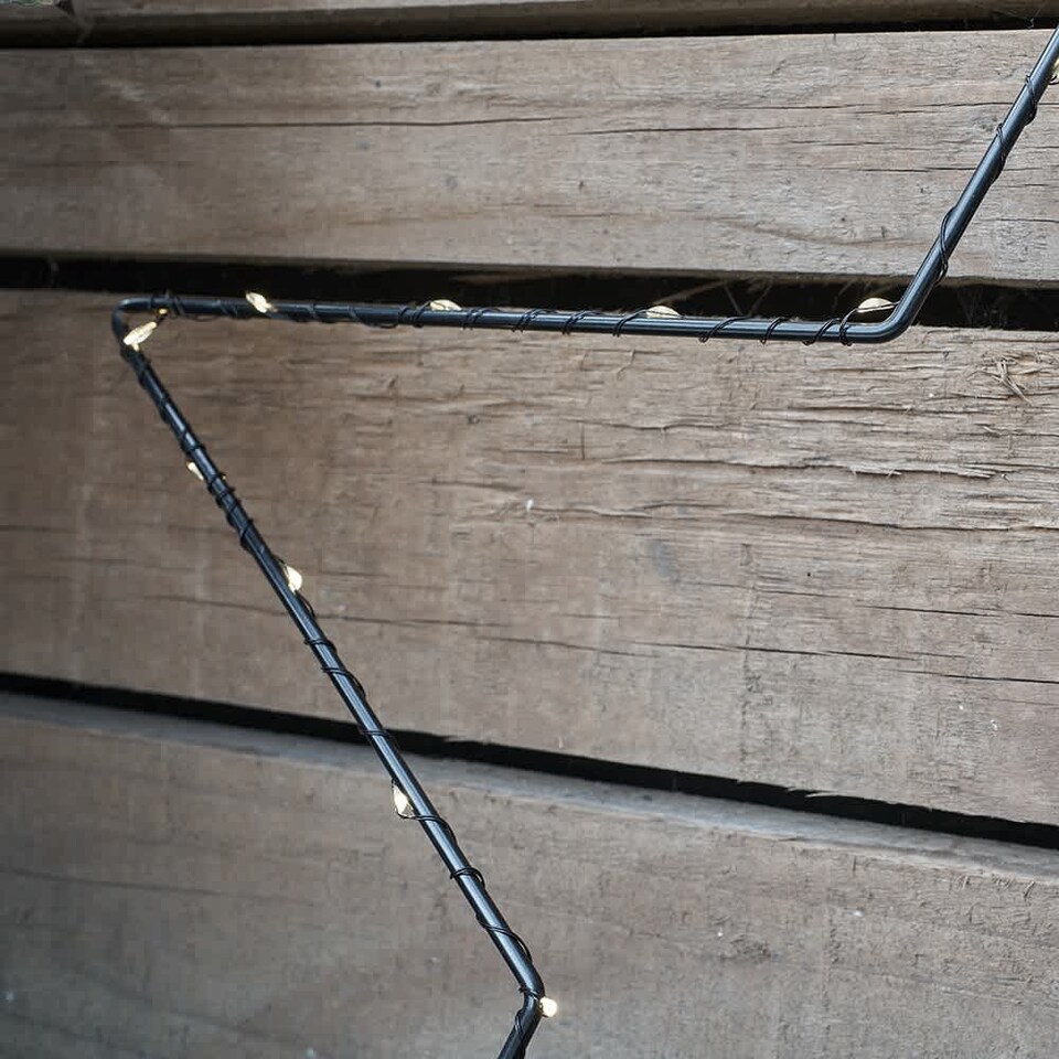 image 1 of ValueLights Pack of 3 IP44 Small Black Outdoor Warm White Star Light | Black