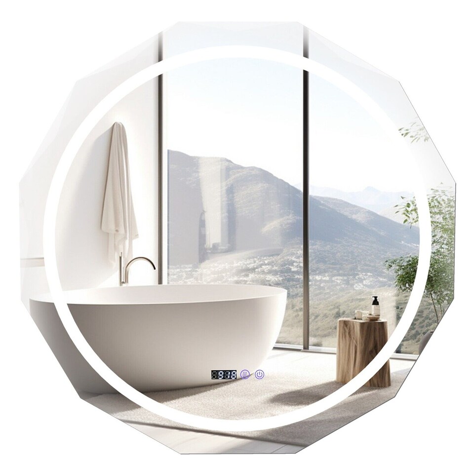 image 1 of COSTWAY 76CM Defog Bathroom Mirror Wall Mounted LED Lighted Mirror