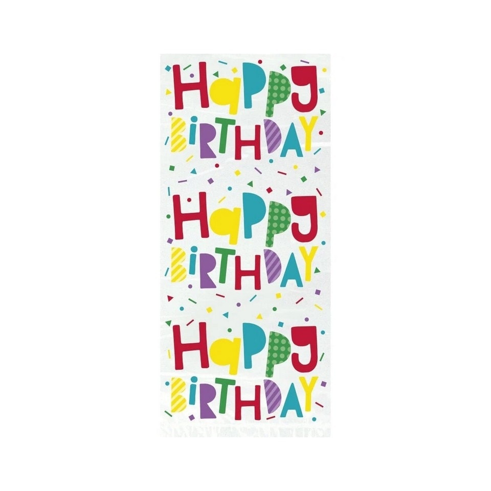 Unique Party Cellophane Happy Birthday Party Bags - Multicoloured - One Size