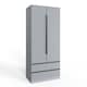 image 6 of FWStyle Lania Ripple Ridged 2 Door 2 Drawer Combination Wardrobe Matt Grey Grey