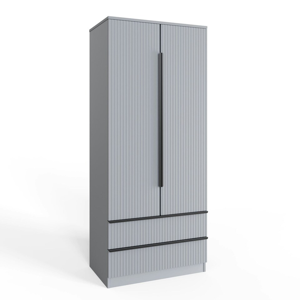 image 1 of FWStyle Lania Ripple Ridged 2 Door 2 Drawer Combination Wardrobe Matt Grey Grey