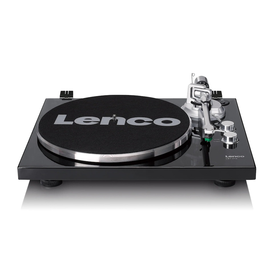 image 1 of LENCO LBT-215BK - Record player with Bluetooth and a metal platter, tonearm, and counterweight - Exclusive Piano Black finish