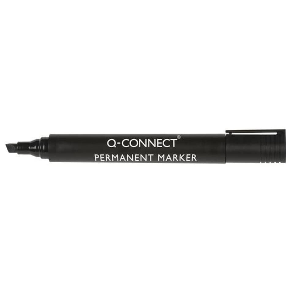 image 1 of Pack of 10 Black Permanent Marker Pen Chisel Tip by Q Connect