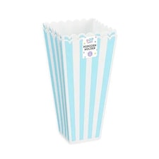 Pastel Blue Stripes Reusable Plastic Popcorn Holder - Pack of 2