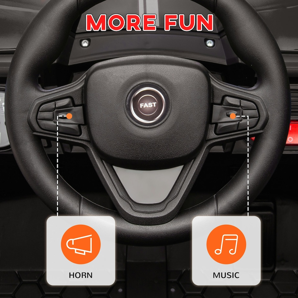 image 1 of AIYAPLAY Kids Ride on Car, 12V Electric Truck w/ Horn, Lights, USB, Black