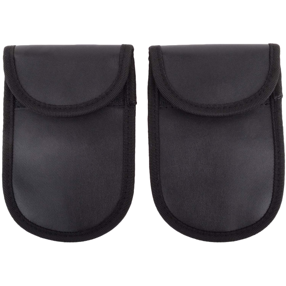 image 1 of Lorenz Twin Pack Car Key Signal Blocking Blocker Pouch Holder with Belt Clip | Black | Black