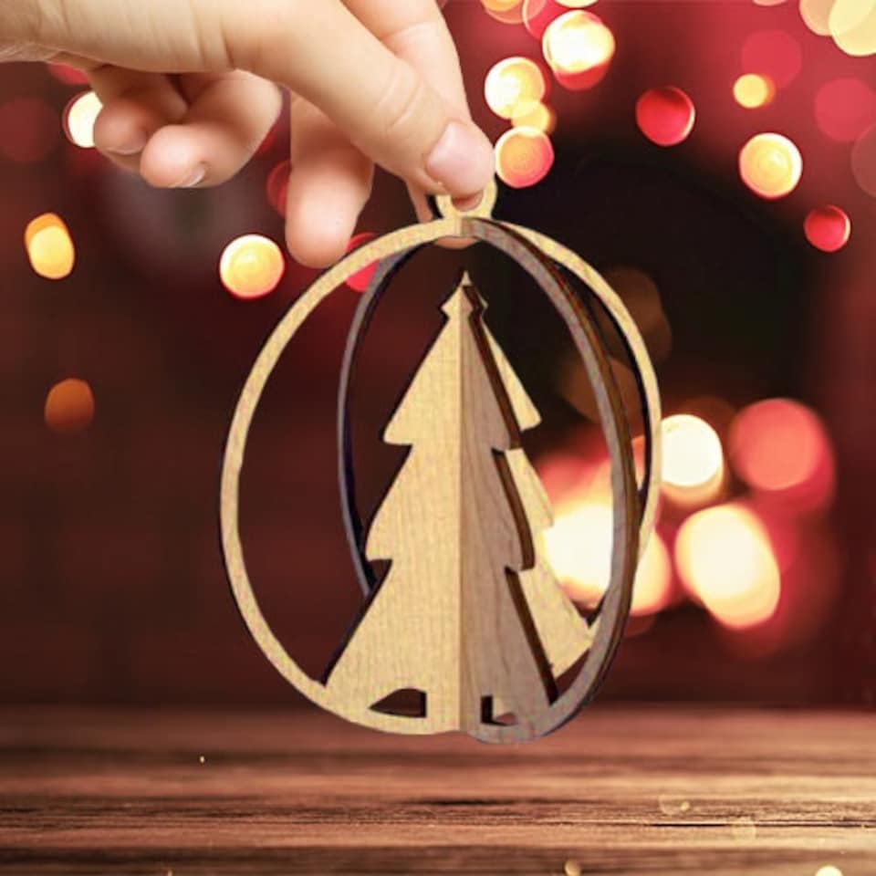 Christmas Tree 3D Round Hanging Ornament Decoration