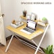 image 5 of HOMCOM Folding Desk with 2-Tier Shelf for Home Office, Maple Wood