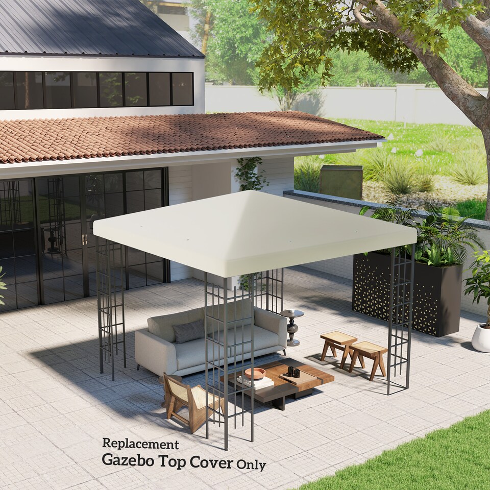 image 1 of Outsunny 3 x 3(m) Gazebo Canopy Replacement Cover, UPF30+, Cream White | Cream | Cream | 1
