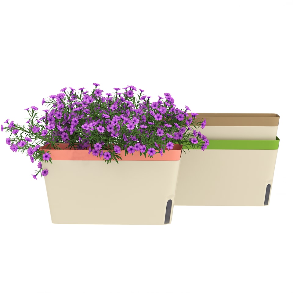 image 1 of Outsunny 3 Pcs Self Watering Plant Pots  Visual Water Level Window | White | White
