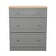 image 1 of Surrey 3 Drawer Deep Chest of Drawers in Dusk Grey & Bardolino Oak (Ready Assembled) | Grey | Dusk Grey & Bardolino Oak