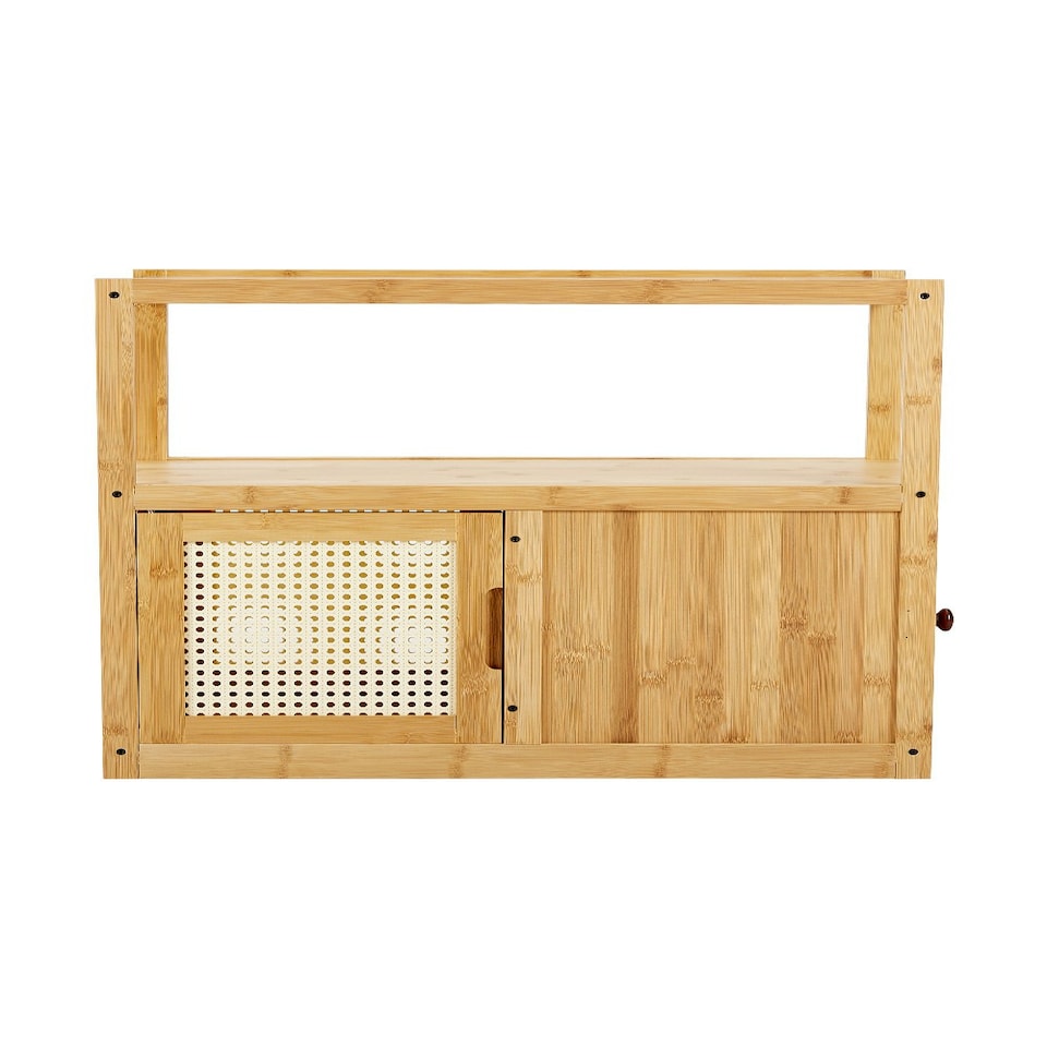 image 1 of Living and Home Wooden Glass Side Table with Wheels