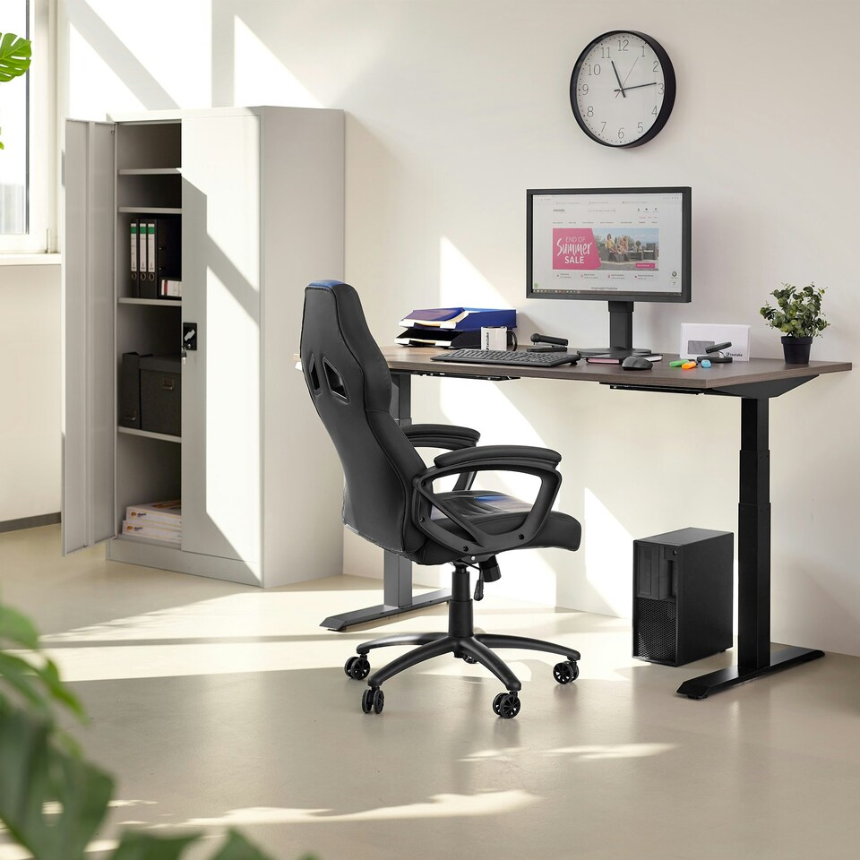 image 1 of Filing Cabinet Set of 2 - 5 height-adjustable shelves, lockable doors Black
