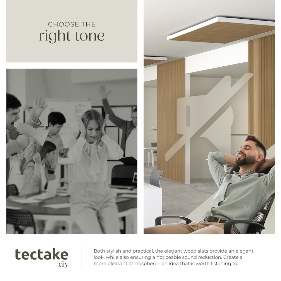 image 1 of Acoustic Wall Panels - wood effect, thick felt, easy to install - Light Oak, Set of 2