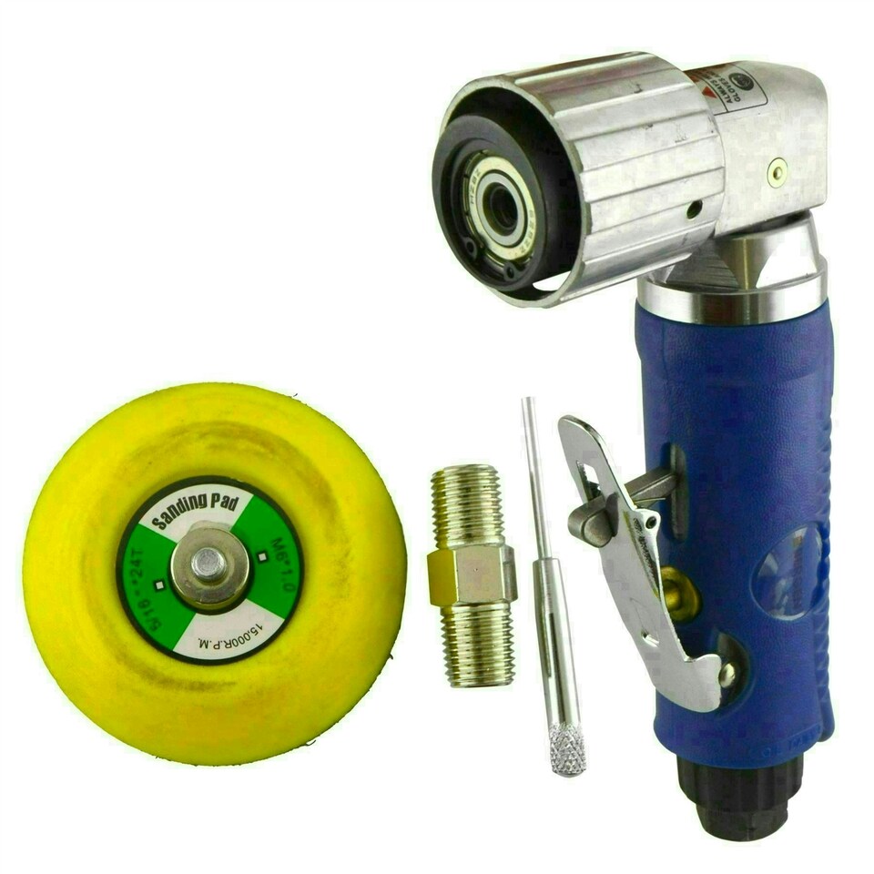 image 1 of 2" Air Angle Sander Grinder Polisher And 100 Pack Mixed Sanding Grit Hook/Loop Pads
