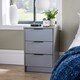 image 3 of Bedside 3 Drawer Storage Grey Clothing Nightstand Organiser Bedroom Cabinet Unit