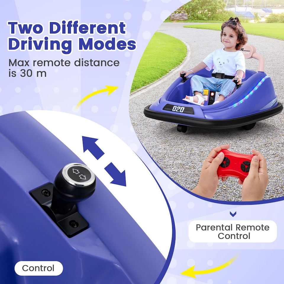 image 1 of COSTWAY Kids Ride-On Bumper Car 12V Electric Car Purple
