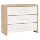 image 1 of Seville 3 Drawer Chest - L39 x W80 x H86 cm - White High Gloss/Light Oak Effect Veneer