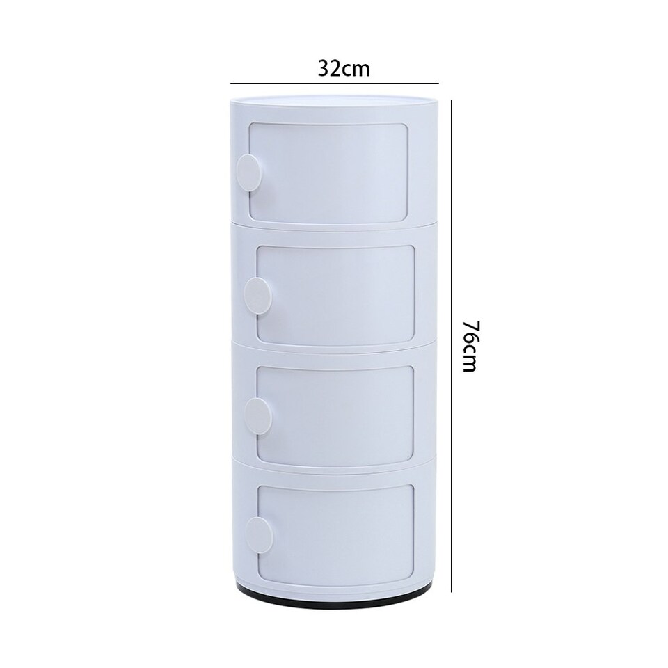 image 1 of Living and Home Cylindrical 4-Tier Plastic Storage Unit - White