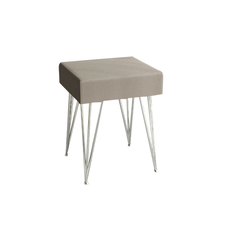 image 1 of CARME Home - Olivia Silver Velvet Padded Stool
