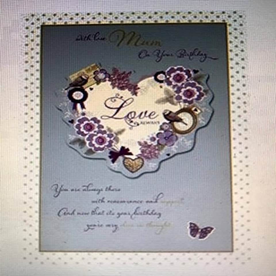 image 1 of Luxury Hand-finished Large Mum Loving Heart Birthday Card