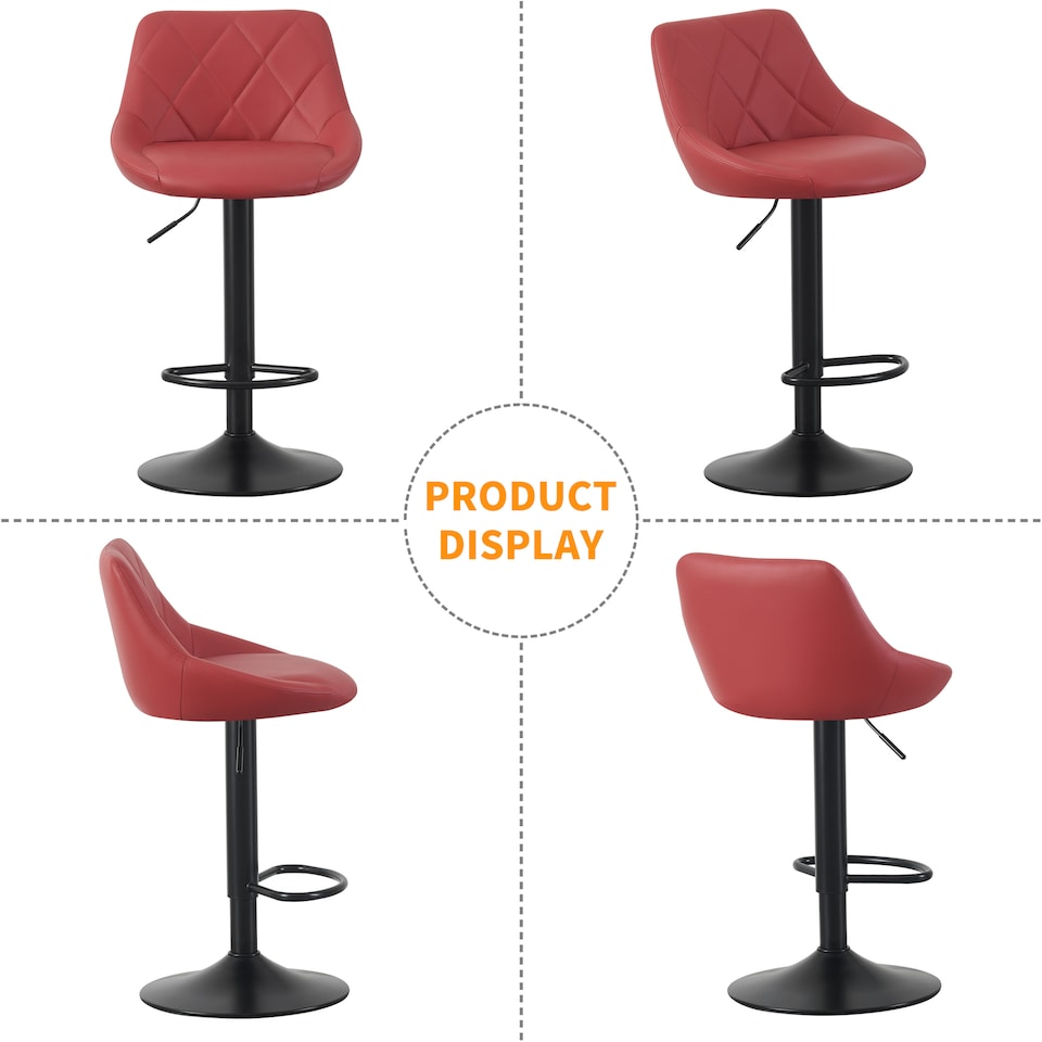 image 1 of MCC Direct Set of 2 Height Adjustable Bar Stool Kitchen Breakfast Chairs Stanley