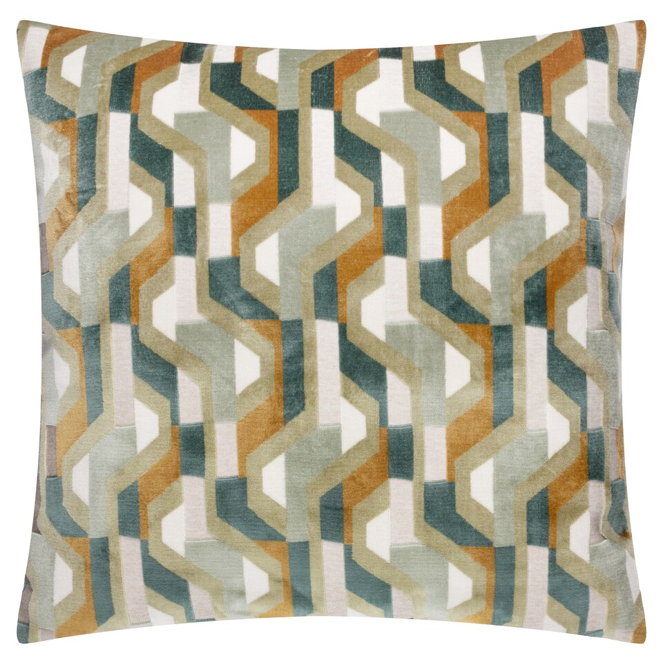 image 1 of Furn Metro Prism Velvet Cushion | Green | Green