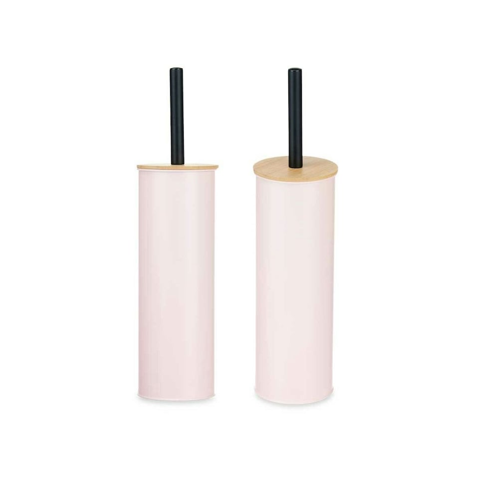 image 1 of Toilet Brush Berilo B1041C BAMBOO - 399 Pink Metal Bamboo Plastic 9,5 X 27 X 9,5 cm (6 Units) Pink