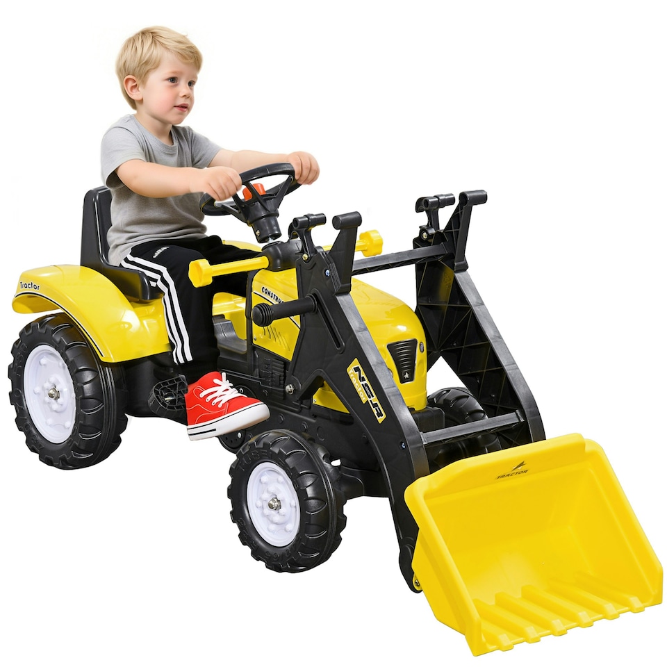 image 1 of HOMCOM Pedal Go Kart Ride On Excavator W/ Front Loader Digger, Four Wheels Child