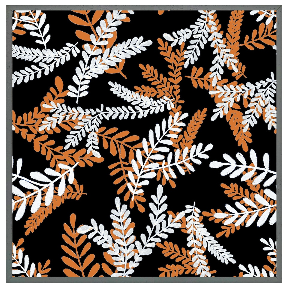 image 1 of White & orange olive leaves (Picture Frame) Grey | XS
