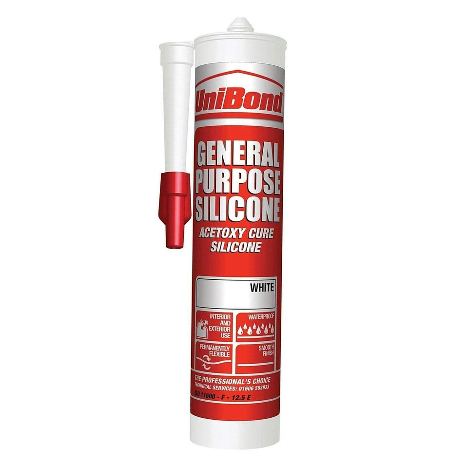 image 1 of UniBond Indoor General Purpose Silicone Sealant Cartridge White, 273 g
