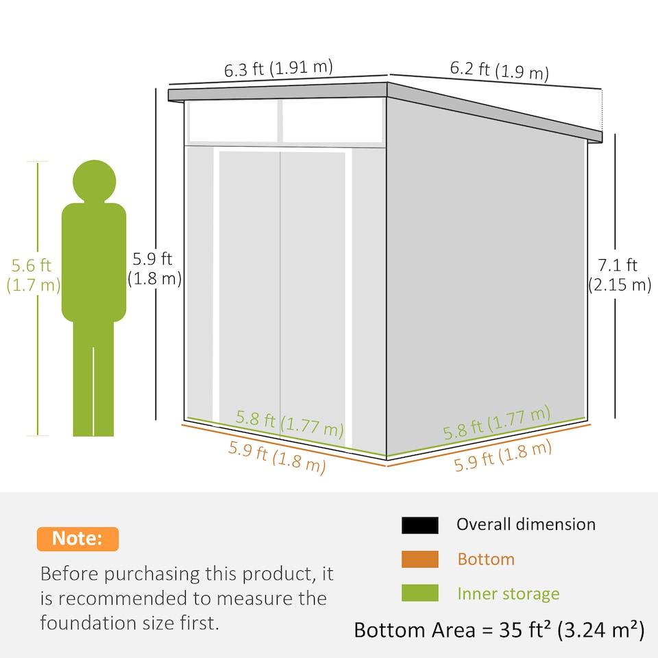 image 1 of Outsunny 6 x 6ft Outdoor Storage Shed, Plastic Garden Shed with Windows and Air Vents, Outdoor Resin Tool Shed with Latch Doors for Garden, Deck, Light Grey | Grey | 1