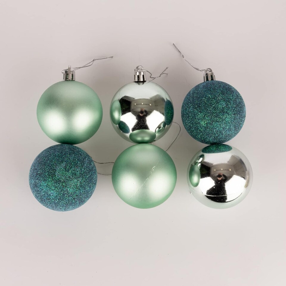 image 1 of 50mm/12Pcs Christmas Baubles Shatterproof Turquoise,Tree Decorations