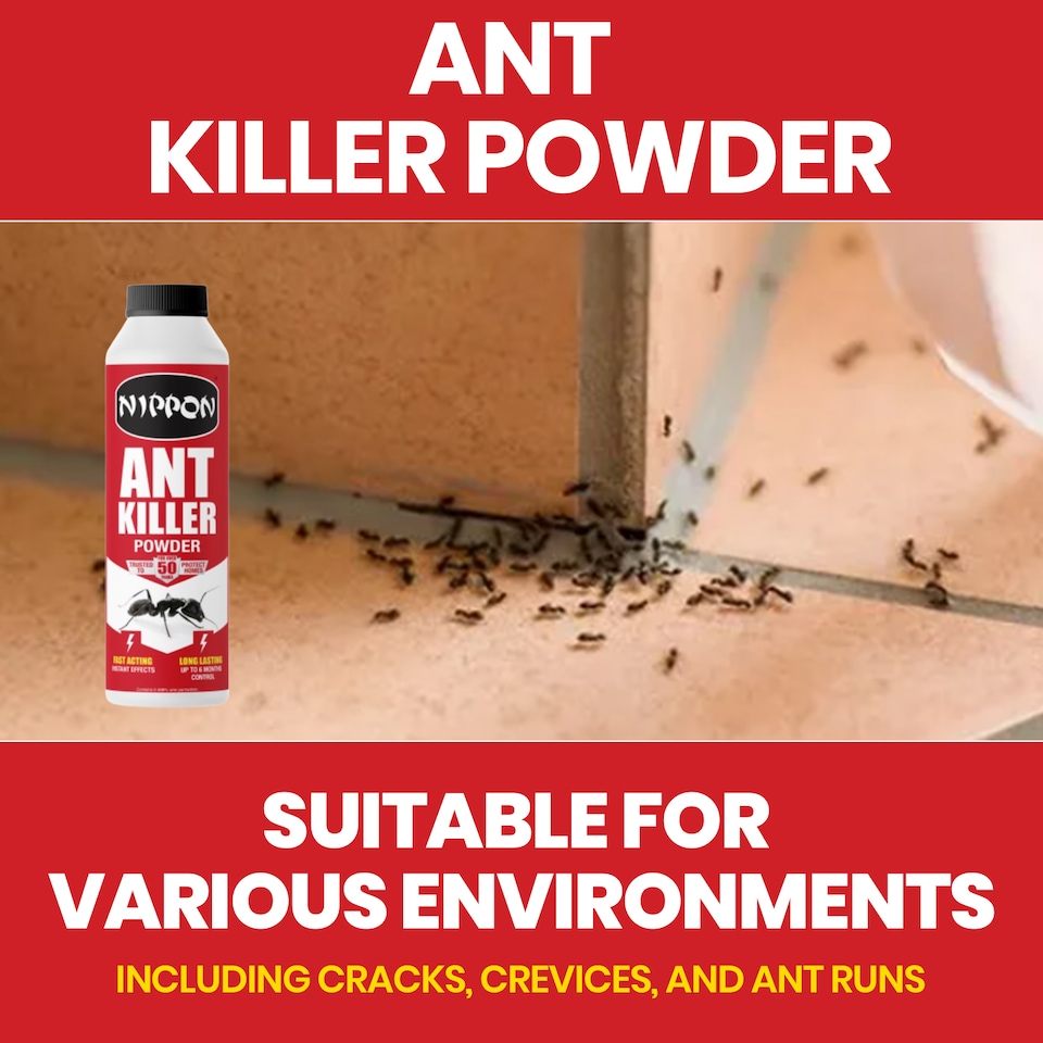 image 1 of Nippon Ant Killer Powder 500g Fast-Acting Crawling Insect Control Indoor & Outdoor Use Kills on Contact Up to 6 Months Protection | White | 1