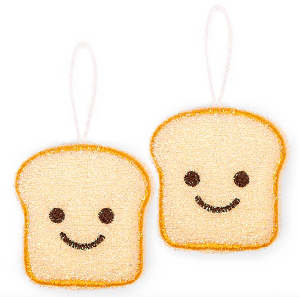 Kikkerland Set of Two Toast Scrub Sponges - Gold