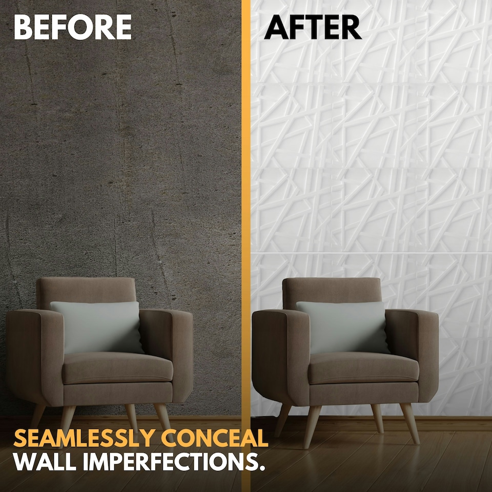 image 1 of NOVECRAFTO Geometric 3D Wall Panels – 6 Sheets Covering 1.5 sqm (16.15 sqft) – Decorative PVC Panels 50x50cm – Modern Geometric Line Design | Grey